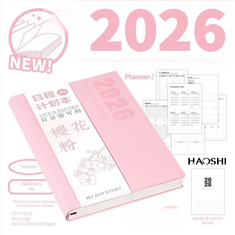 2026 Napi tervező: naponta egy oldal naptár a posztgraduális felvételi felkészüléséhez, tanulás és munka jegyzetfüzet, testreszabható