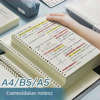 Levehető füzet – négyzetes rács, Horizontal Square Cornell modell, belső oldalak erdőpapírral, 60 lap, lyukak 20/26/30