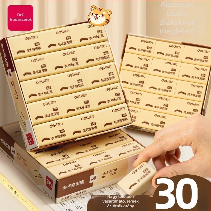 Deli 7535/7534 radír, téglalap alakú, anyag: gumi/plasztik, művészeti és iskolai felhasználásra