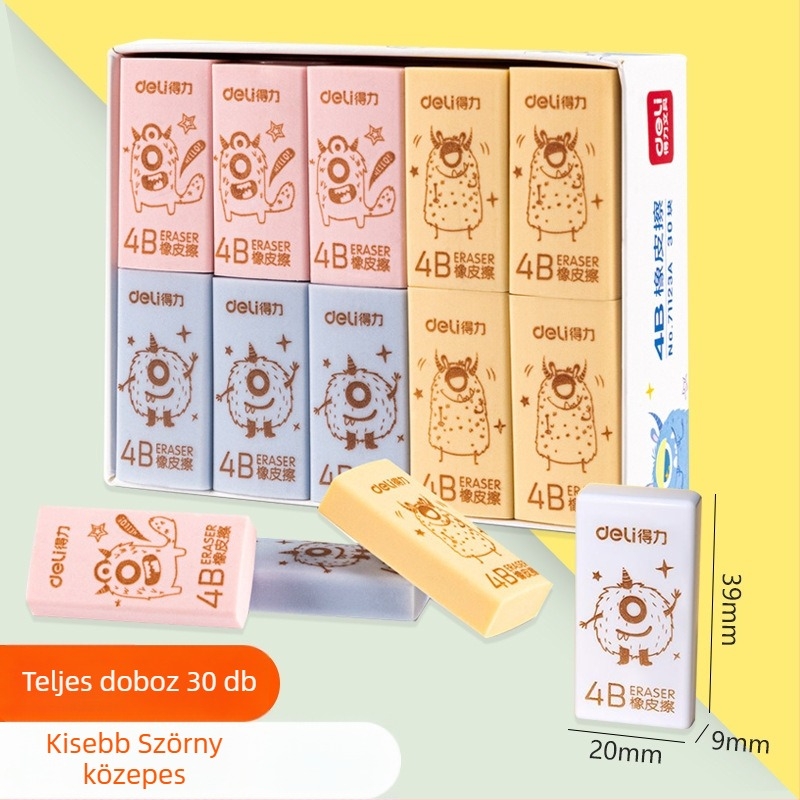 Deli 7535/7534 radír, téglalap alakú, anyag: gumi/plasztik, művészeti és iskolai felhasználásra