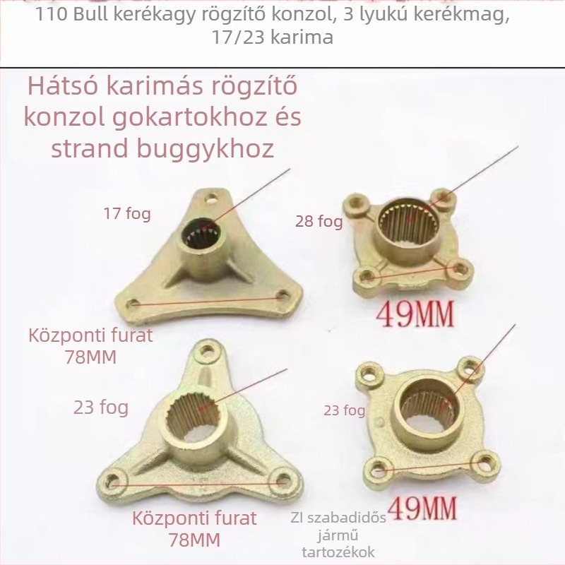 ATV/Go-Kart kerékagy tartó, 110 mm, 3 lyukas, flanisz rögzítés 17–23