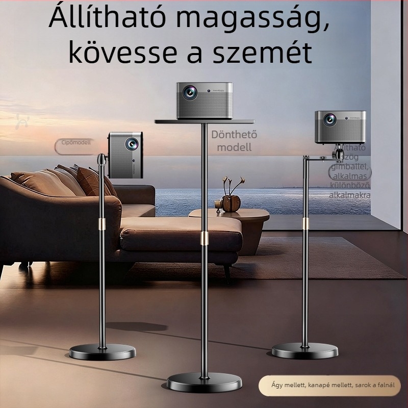 Projektor padlóra álló állvány tálca tartóval, rejtett emelés/dőlés, fúrás nélküli szerelés