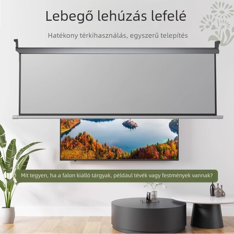 Vetítőképernyő tartó L-alakú falra kinyúló teleszkópos állítással