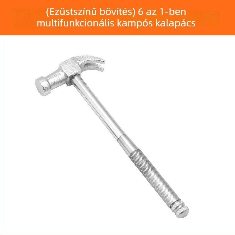 6 az 1-ben multifunkcionális kalapács vasfejjel és keresztes csavarhúzóval