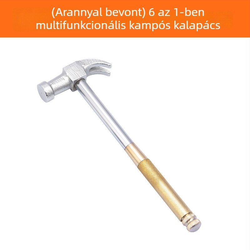 6 az 1-ben multifunkcionális kalapács vasfejjel és keresztes csavarhúzóval