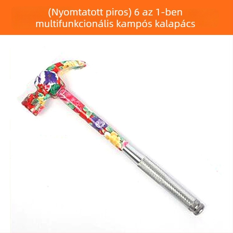 6 az 1-ben multifunkcionális kalapács vasfejjel és keresztes csavarhúzóval