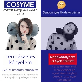 COSYME Felfújható U-formájú nyakpárna, hordozható összecsukható utazási párna nyaki támogatáshoz