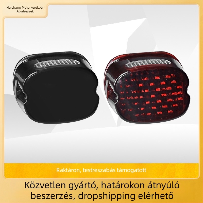 Harley motorkerékpár LED négyzet alakú hátsó lámpa – féklámpa és menetfény, kockás mintázattal
