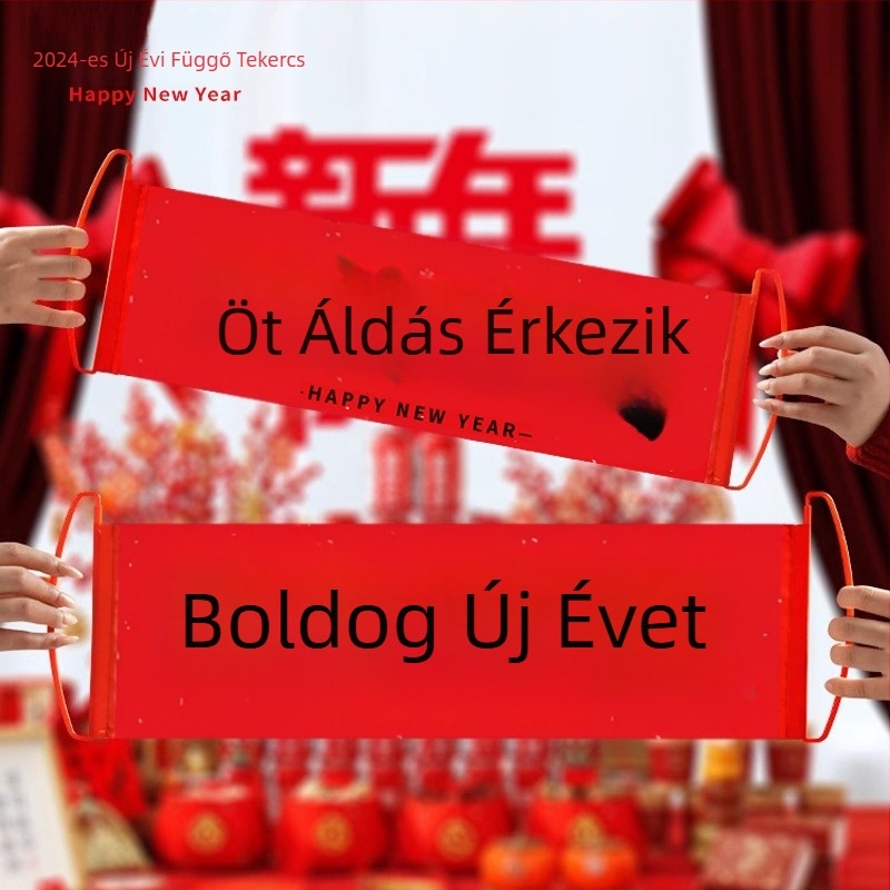 Kézben tartott Ló éve Banner – ünnepi fotórekvizit, vászon dekoráció