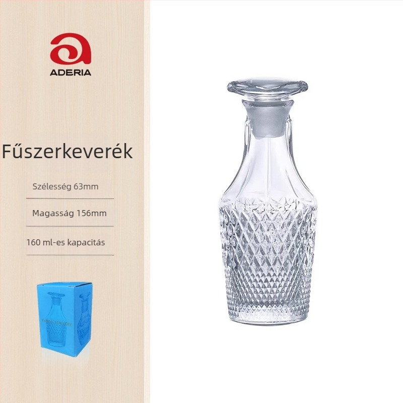 Aderia Kristály üveg olaj- és ecethez – folyékony fűszerezéshez használható üveg, ajándékbarát kiállításokra és vállalati ajándékokra