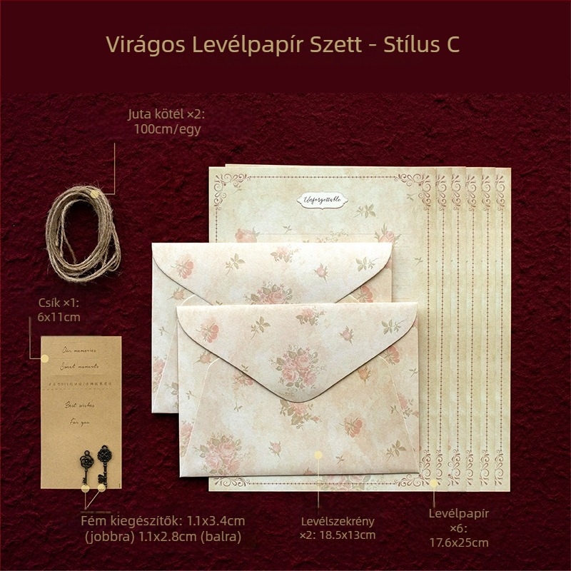Írólap és boríték készlet kézzel írott levelekhez - Nyugati stílusú borítékok (Senyu Leaf; Speciális papír; Modell XZ3003)