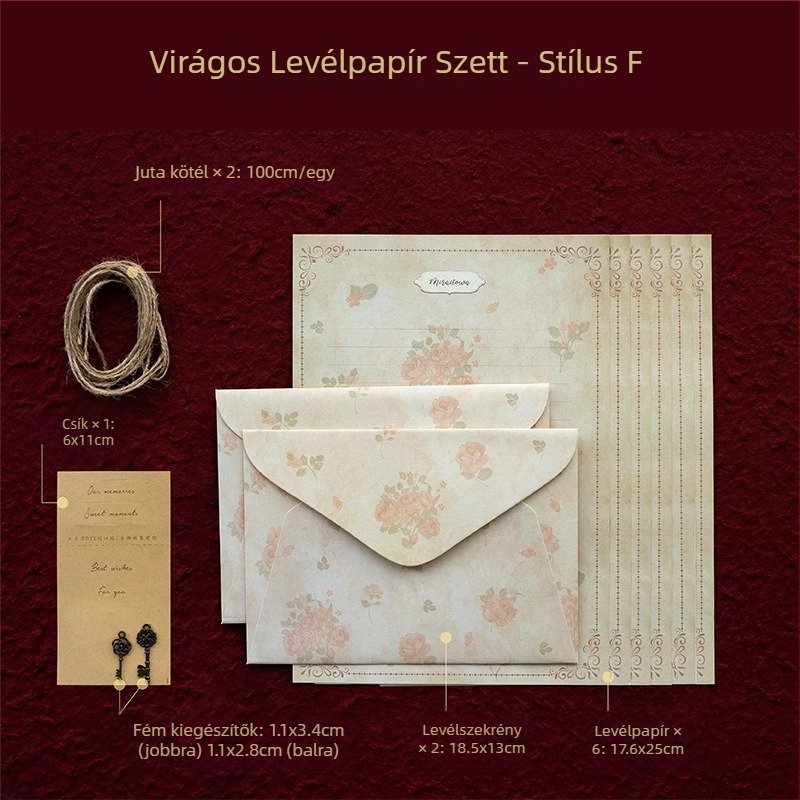Írólap és boríték készlet kézzel írott levelekhez - Nyugati stílusú borítékok (Senyu Leaf; Speciális papír; Modell XZ3003)