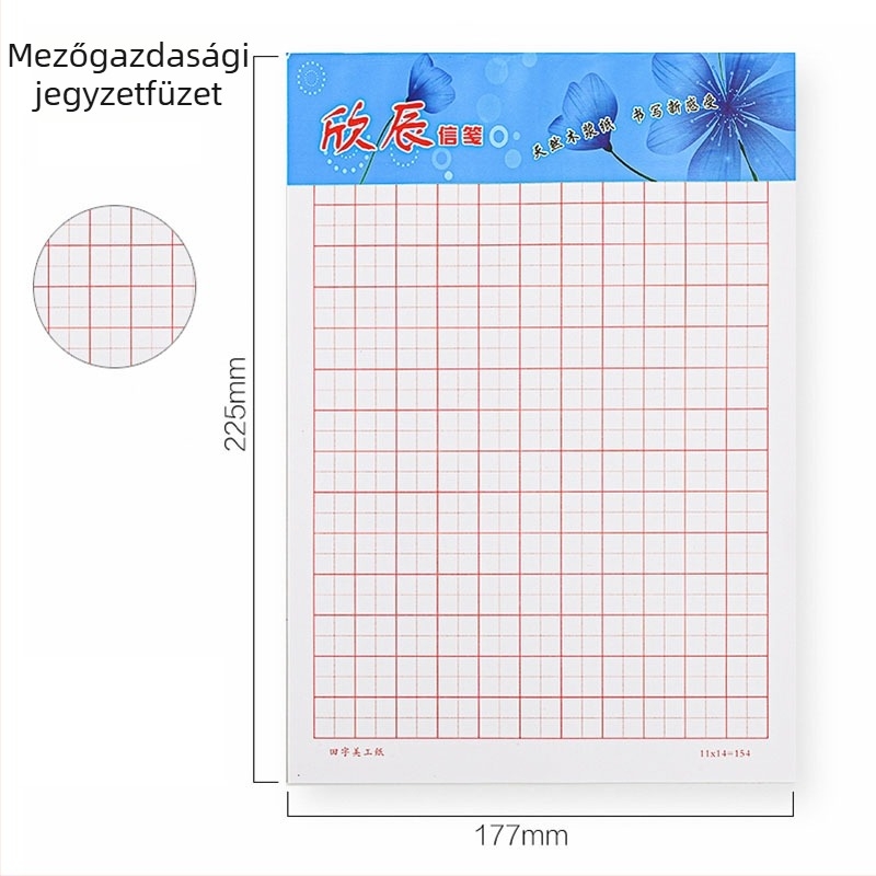 Írásra szánt papír egyrészes és kétsoros rács mintával; faipari cellulózpapír; modell: Letter Paper; nyomtatott logó.