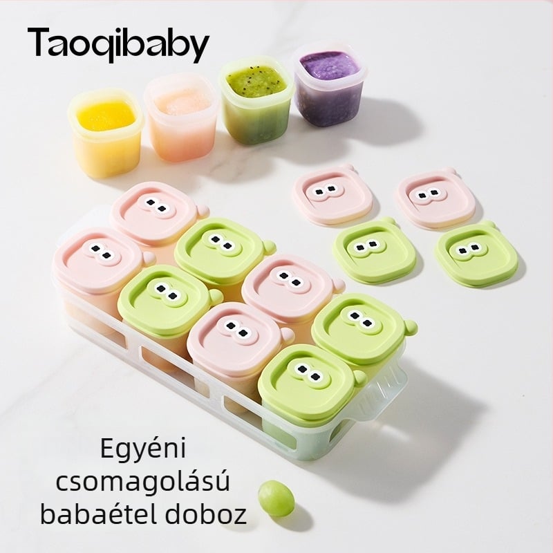 Taoqibaby bébiétel-tároló szilikon formával, 8 darabos készlet, fagyasztó rekeszhez, húspüréhez