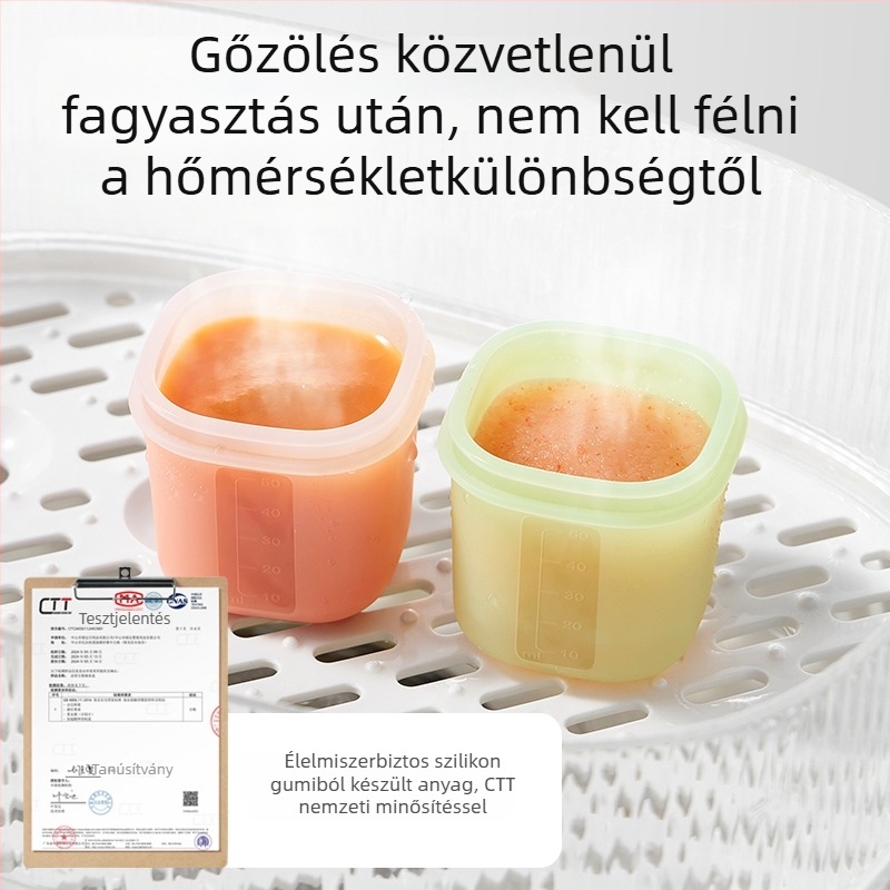 Taoqibaby bébiétel-tároló szilikon formával, 8 darabos készlet, fagyasztó rekeszhez, húspüréhez