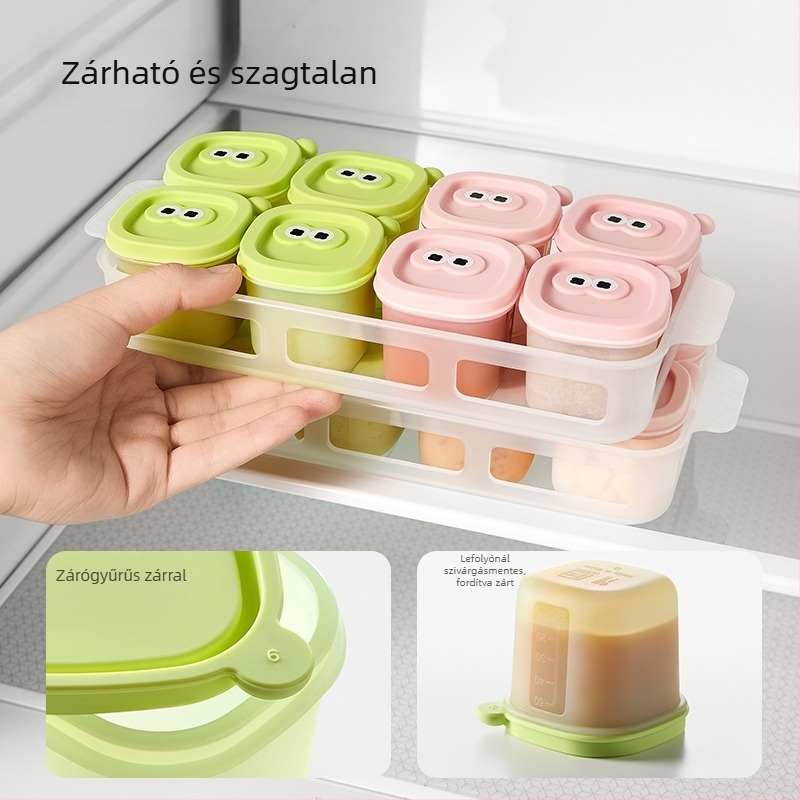 Taoqibaby bébiétel-tároló szilikon formával, 8 darabos készlet, fagyasztó rekeszhez, húspüréhez
