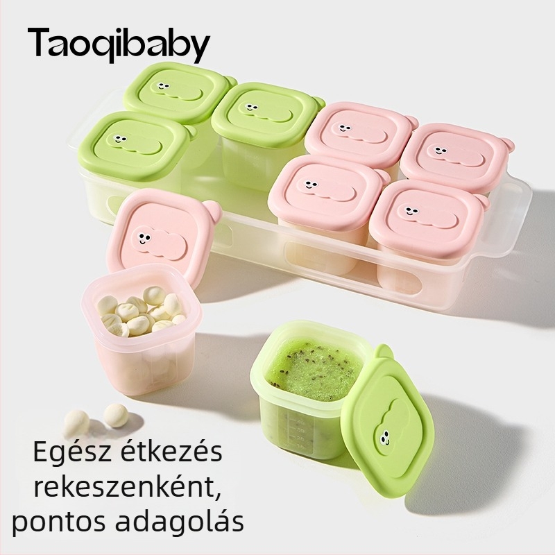 Taoqibaby bébiétel-tároló szilikon formával, 8 darabos készlet, fagyasztó rekeszhez, húspüréhez