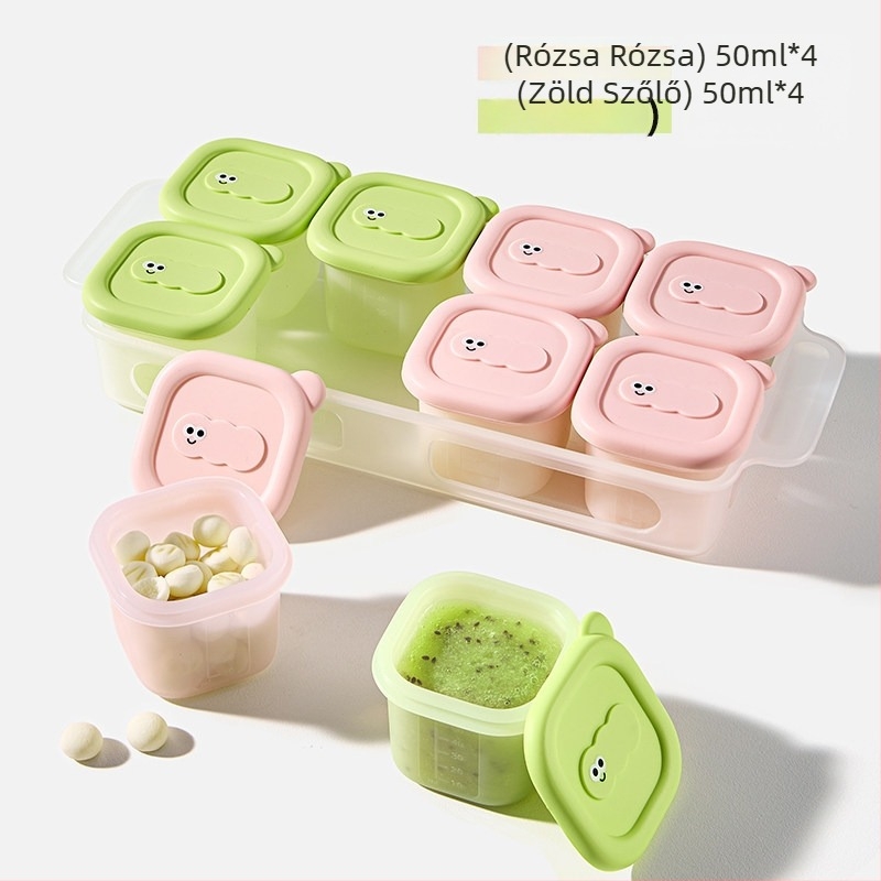 Taoqibaby bébiétel-tároló szilikon formával, 8 darabos készlet, fagyasztó rekeszhez, húspüréhez