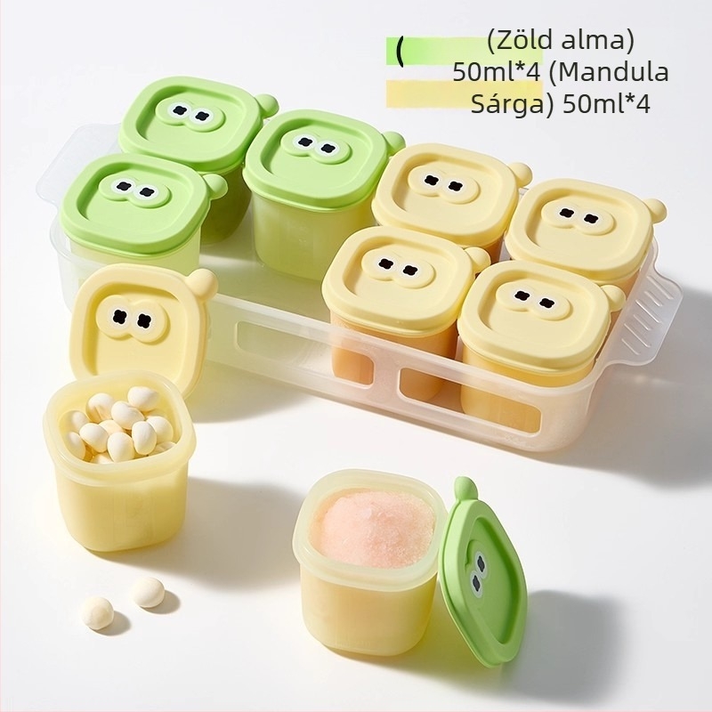 Taoqibaby bébiétel-tároló szilikon formával, 8 darabos készlet, fagyasztó rekeszhez, húspüréhez