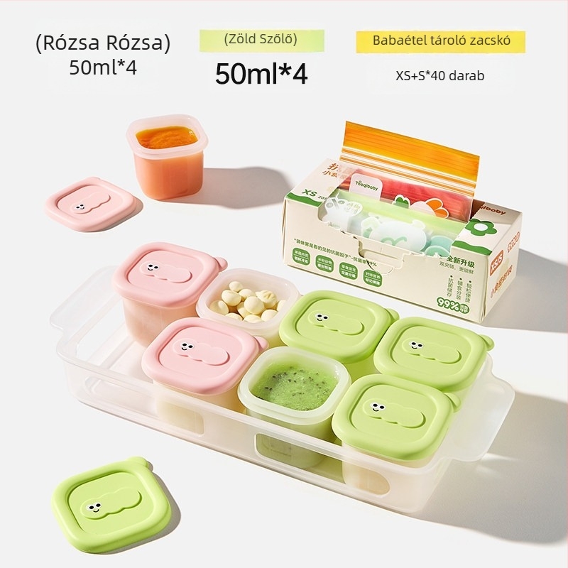 Taoqibaby bébiétel-tároló szilikon formával, 8 darabos készlet, fagyasztó rekeszhez, húspüréhez
