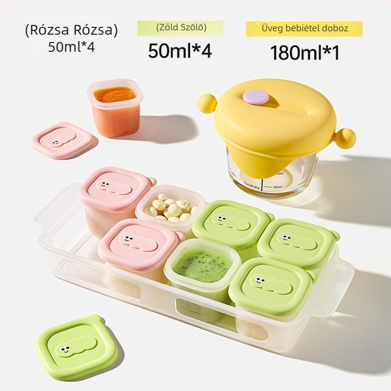 Taoqibaby bébiétel-tároló szilikon formával, 8 darabos készlet, fagyasztó rekeszhez, húspüréhez