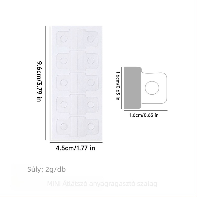 PET anyagú körlyukas akasztócsat, önragasztó hátlappal — DIY tervező notesz tároló kiegészítő