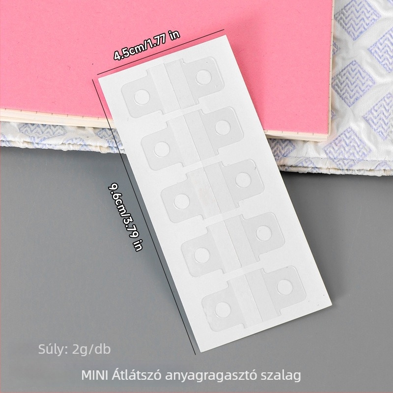PET anyagú körlyukas akasztócsat, önragasztó hátlappal — DIY tervező notesz tároló kiegészítő