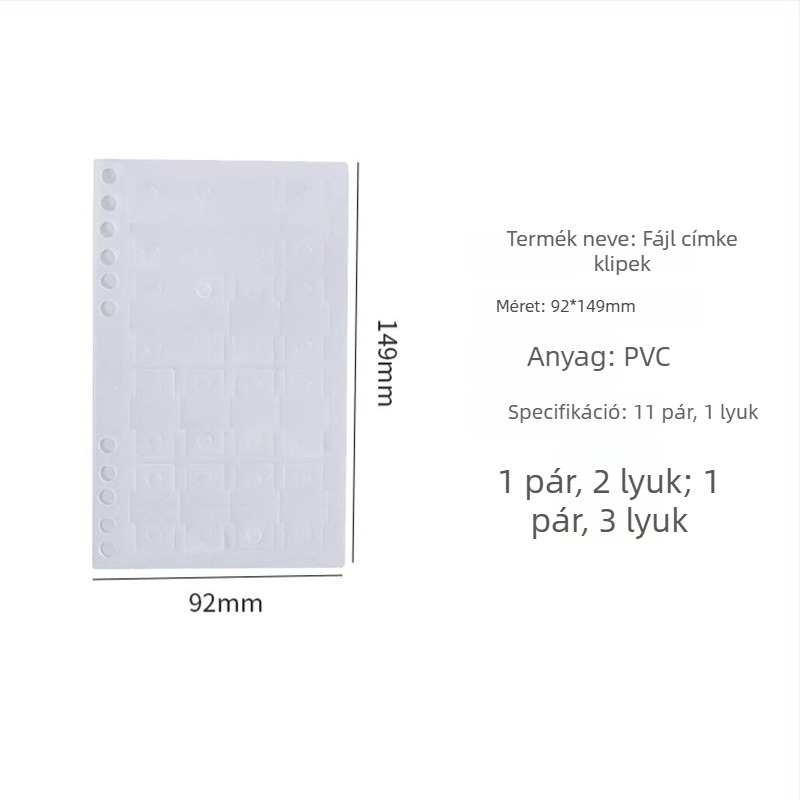 PET anyagú körlyukas akasztócsat, önragasztó hátlappal — DIY tervező notesz tároló kiegészítő