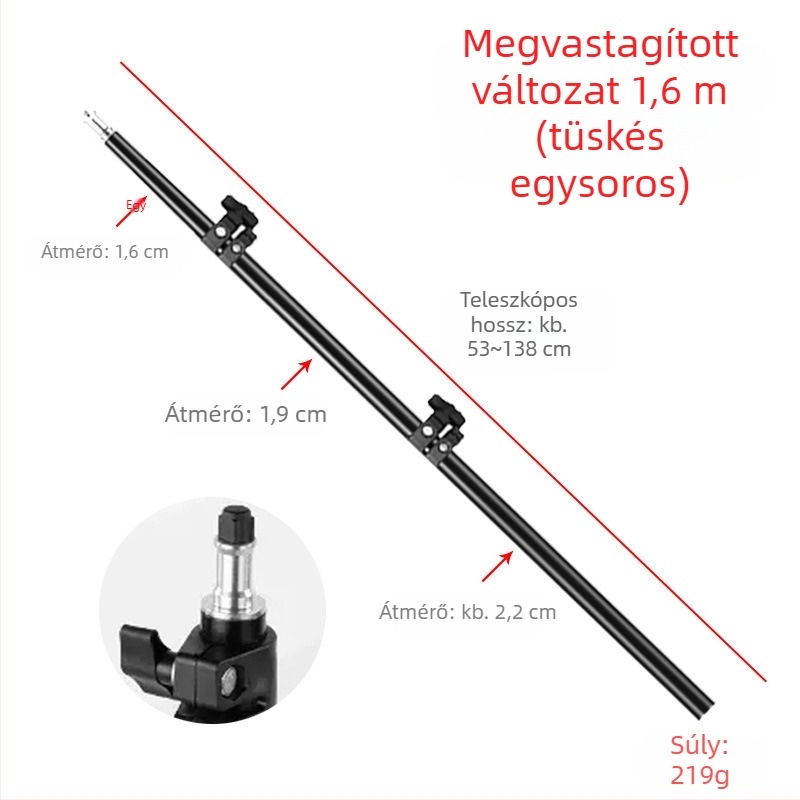 Teleszkópos állvány projektorlámpához (Alumínium ötvözet, teherbírás: 1, magasság: 1,4 m, csőátmérő: 1,9–2,2 cm, szakaszok: 2)