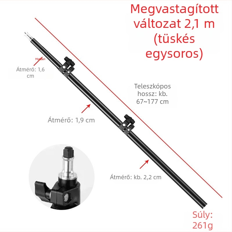 Teleszkópos állvány projektorlámpához (Alumínium ötvözet, teherbírás: 1, magasság: 1,4 m, csőátmérő: 1,9–2,2 cm, szakaszok: 2)