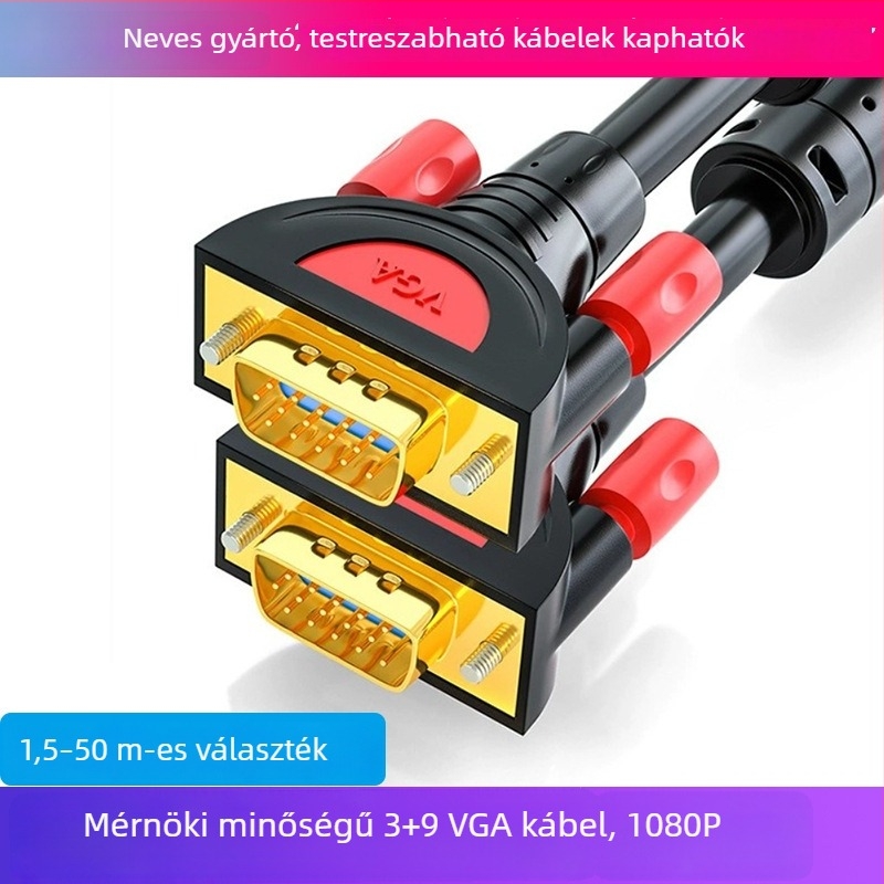 VGA-kábel 1,5 m, nagyfelbontású kábel asztali számítógéphez, laptophoz, monitorhoz és projektorhoz