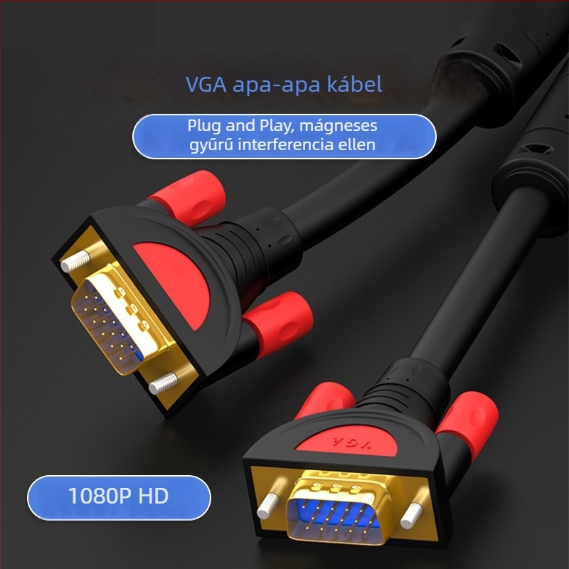 VGA-kábel 1,5 m, nagyfelbontású kábel asztali számítógéphez, laptophoz, monitorhoz és projektorhoz