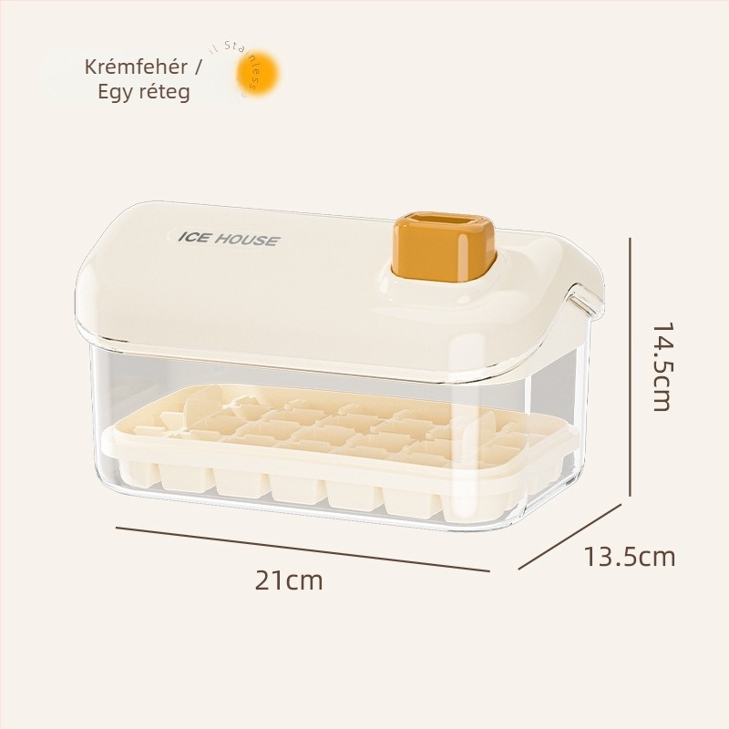 Nagy kapacitású élelmiszer-minőségű jégkocka forma otthoni használatra, fedéllel, egy gombnyomásos jégkészítés, könnyű kiemelés, DIY bébiételekhez