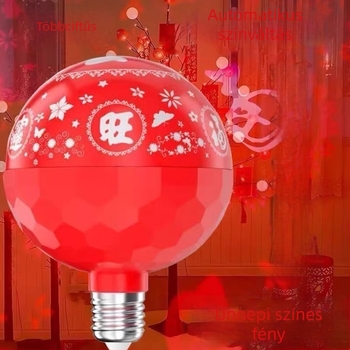LED vetített lámpa Fu szimbólummal – forgó lampionok a Tavaszi Fesztiválhoz, akasztott telepítés, AC tápellátás, intelligens vezérlés nélküli