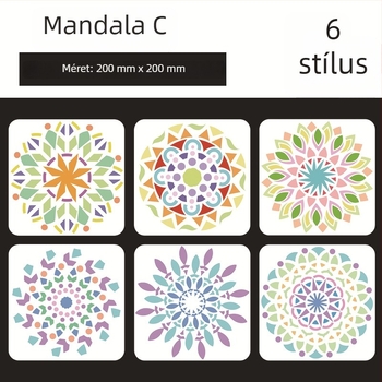 Mandala kőfestő tábla Datura virág kivágott sablonnal - PET anyag, Márka: Four Seasons Pomelo, IP-engedély: Nem, Import: Nem