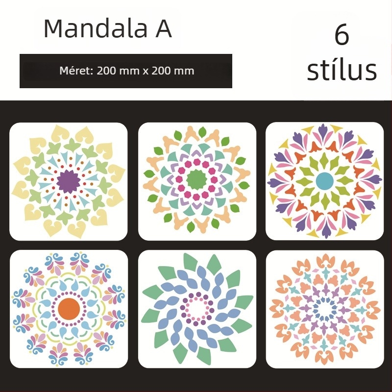 Mandala kőfestő tábla Datura virág kivágott sablonnal - PET anyag, Márka: Four Seasons Pomelo, IP-engedély: Nem, Import: Nem