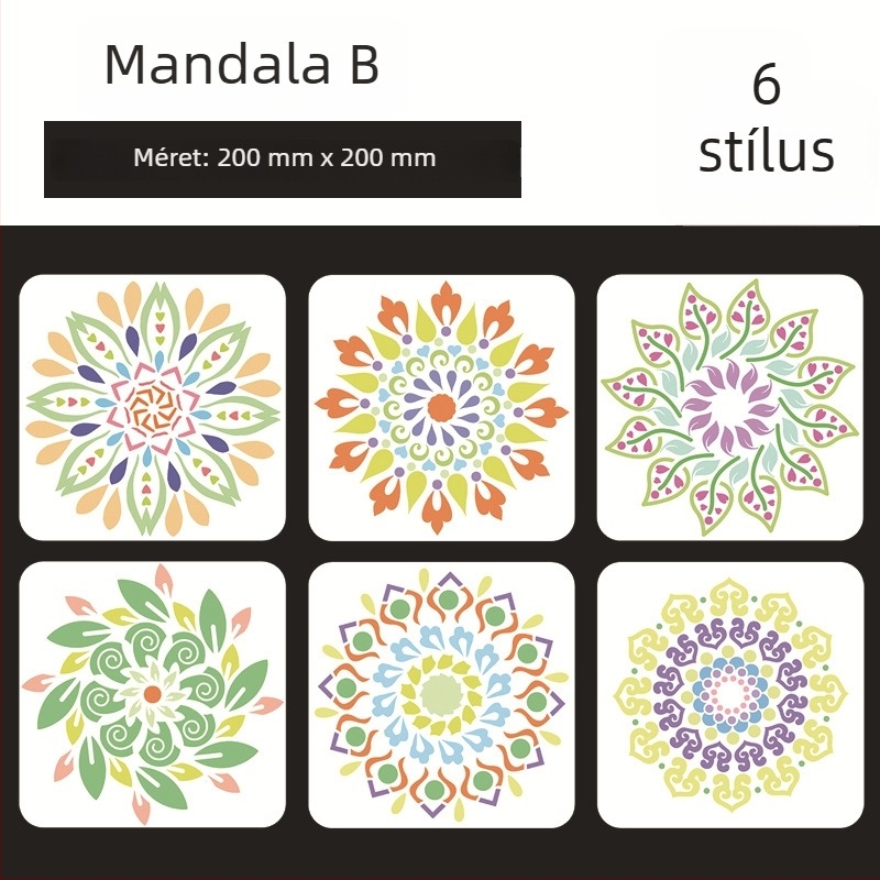 Mandala kőfestő tábla Datura virág kivágott sablonnal - PET anyag, Márka: Four Seasons Pomelo, IP-engedély: Nem, Import: Nem