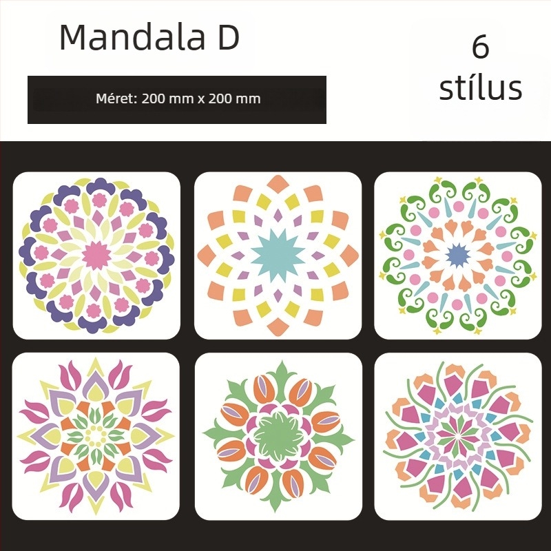 Mandala kőfestő tábla Datura virág kivágott sablonnal - PET anyag, Márka: Four Seasons Pomelo, IP-engedély: Nem, Import: Nem
