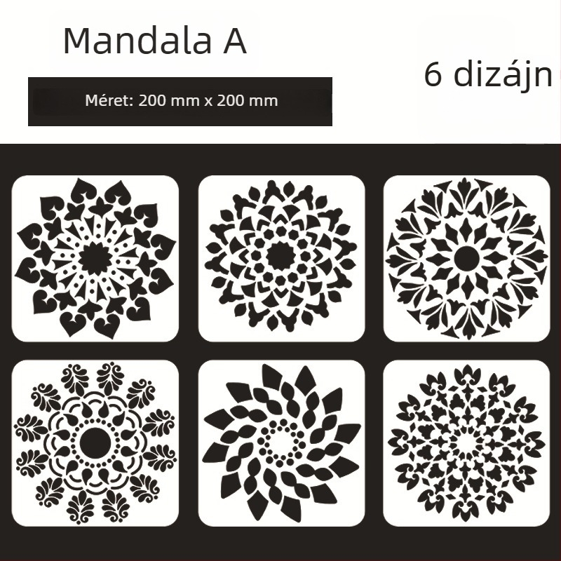 Mandala kőfestő tábla Datura virág kivágott sablonnal - PET anyag, Márka: Four Seasons Pomelo, IP-engedély: Nem, Import: Nem