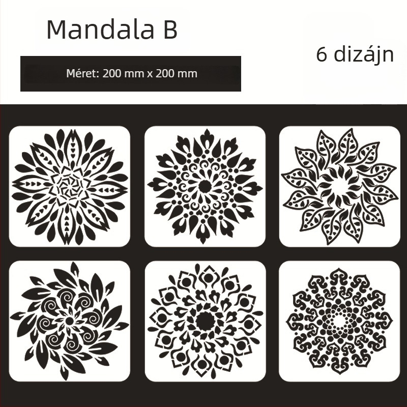 Mandala kőfestő tábla Datura virág kivágott sablonnal - PET anyag, Márka: Four Seasons Pomelo, IP-engedély: Nem, Import: Nem