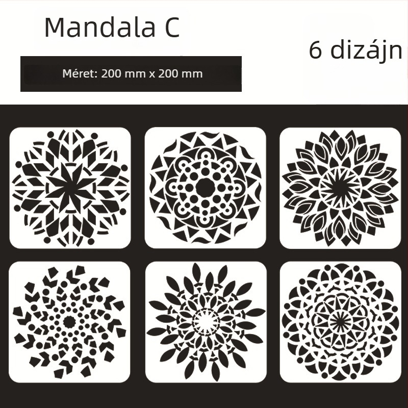 Mandala kőfestő tábla Datura virág kivágott sablonnal - PET anyag, Márka: Four Seasons Pomelo, IP-engedély: Nem, Import: Nem