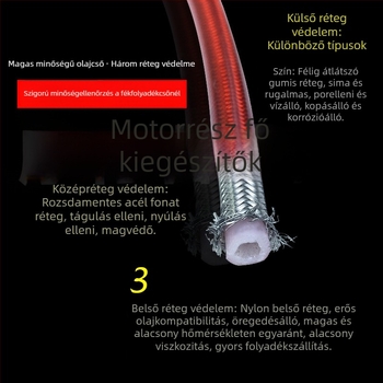 Moorer 0008 fékcső elő- és hátsó tárcsafékkel kompatibilis, magasnyomású acélhálós kivitel