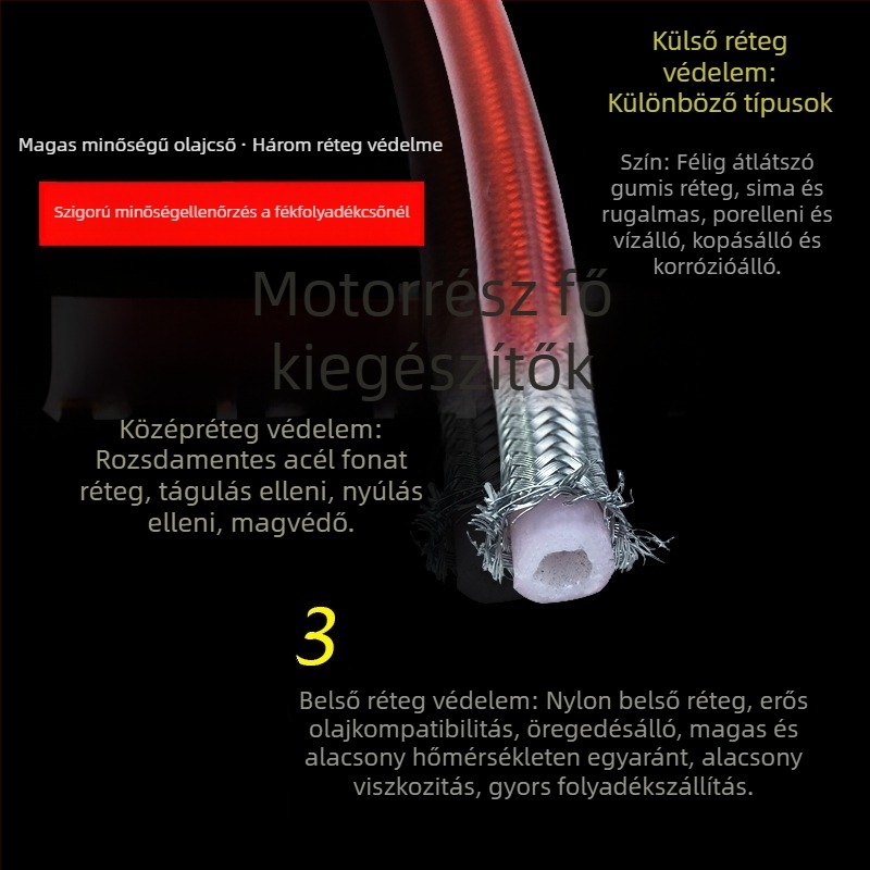 Moorer 0008 fékcső elő- és hátsó tárcsafékkel kompatibilis, magasnyomású acélhálós kivitel