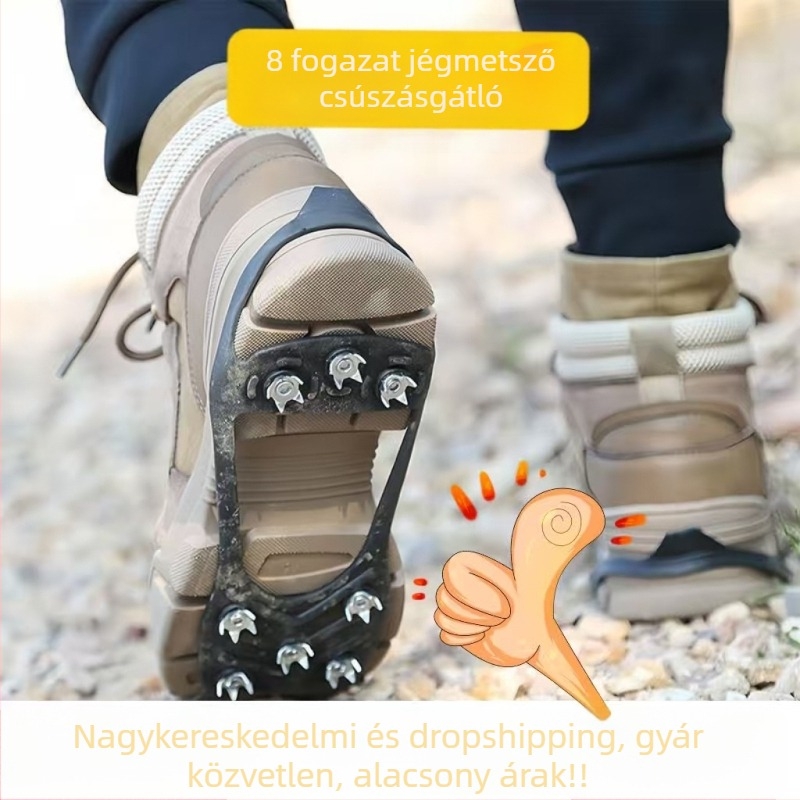 8-fogú csúszásmentes cipővédő havas terepen – kopásálló, kültéri használatra, 250 darabos készlet