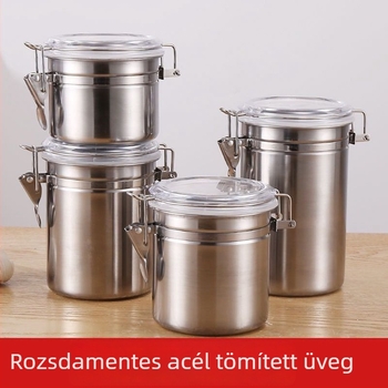Rozsdamentes acél zárható edény, ovális formájú, etnikus stílusú tároló, kávéhoz, édességekhez, tejporhoz, teához és aszalt gyümölcsökhez