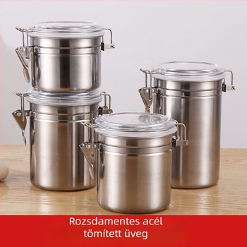 Rozsdamentes acél zárható edény, ovális formájú, etnikus stílusú tároló, kávéhoz, édességekhez, tejporhoz, teához és aszalt gyümölcsökhez