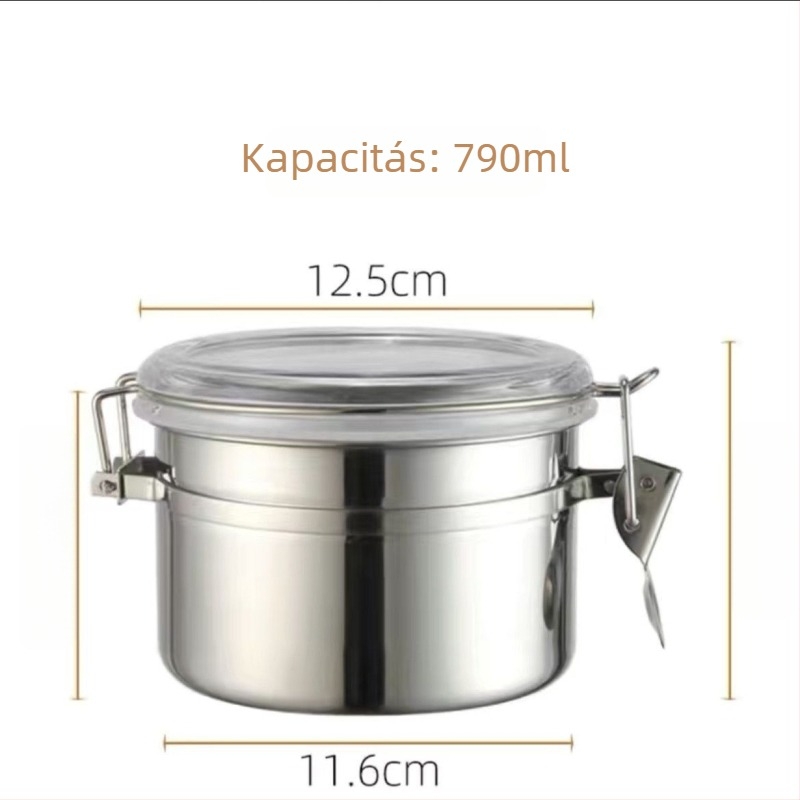 Rozsdamentes acél zárható edény, ovális formájú, etnikus stílusú tároló, kávéhoz, édességekhez, tejporhoz, teához és aszalt gyümölcsökhez