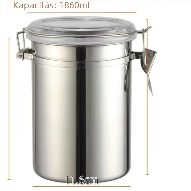 Rozsdamentes acél zárható edény, ovális formájú, etnikus stílusú tároló, kávéhoz, édességekhez, tejporhoz, teához és aszalt gyümölcsökhez