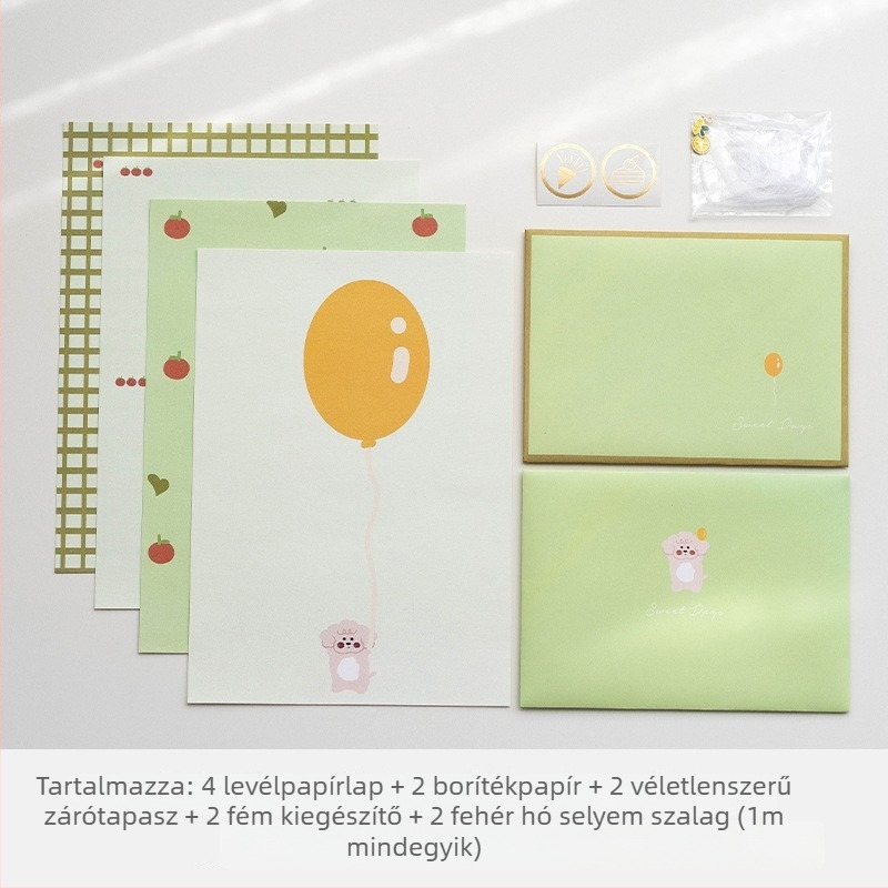 Levélpapír és boríték készlet, modell XZ006, boríték stílus, Senyu Leaf — ajándékba kész