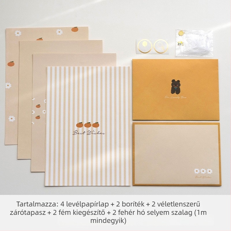 Levélpapír és boríték készlet, modell XZ006, boríték stílus, Senyu Leaf — ajándékba kész